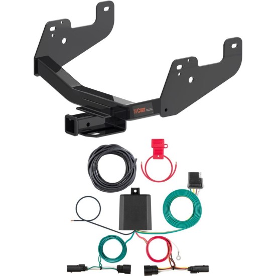 For 2022-2024 Ford F150 Trailer Hitch + Wiring 4 Pin Fits w/ Factory Receiver w/ LED Taillights Curt 14021 56481 2 inch Tow Receiver