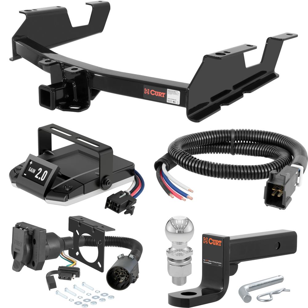 For 2011-2014 Chevy Silverado 2500 HD Tow Package Camp n' Field Trailer Hitch + Brake Controller Curt Assure 51160 Proportional Up To 4 Axles + 7 Way Trailer Wiring Plug & 2-5/16" ball 4 inch drop Fits 8' bed except factory receiver Tommy Gate or For 2011-2014 Chevy Silverado 2500 HD Tow Package Camp n' Field Trailer Hitch + Brake Controller Curt Assure 51160 Proportional Up To 4 Axles + 7 Way Trailer Wiring Plug & 2-5/16" ball 4 inch drop Fits 8' bed except factory receiver Tommy Gate or