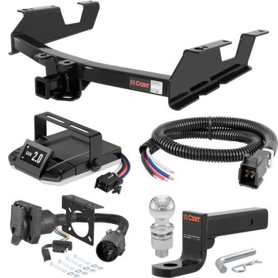 For 2011-2014 Chevy Silverado 2500 HD Tow Package Camp n' Field Trailer Hitch + Brake Controller Curt Assure 51160 Proportional Up To 4 Axles + 7 Way Trailer Wiring Plug & 2-5/16" ball 4 inch drop Fits 8' bed except factory receiver Tommy Gate or For 2011-2014 Chevy Silverado 2500 HD Tow Package Camp n' Field Trailer Hitch + Brake Controller Curt Assure 51160 Proportional Up To 4 Axles + 7 Way Trailer Wiring Plug & 2-5/16" ball 4 inch drop Fits 8' bed except factory receiver Tommy Gate or