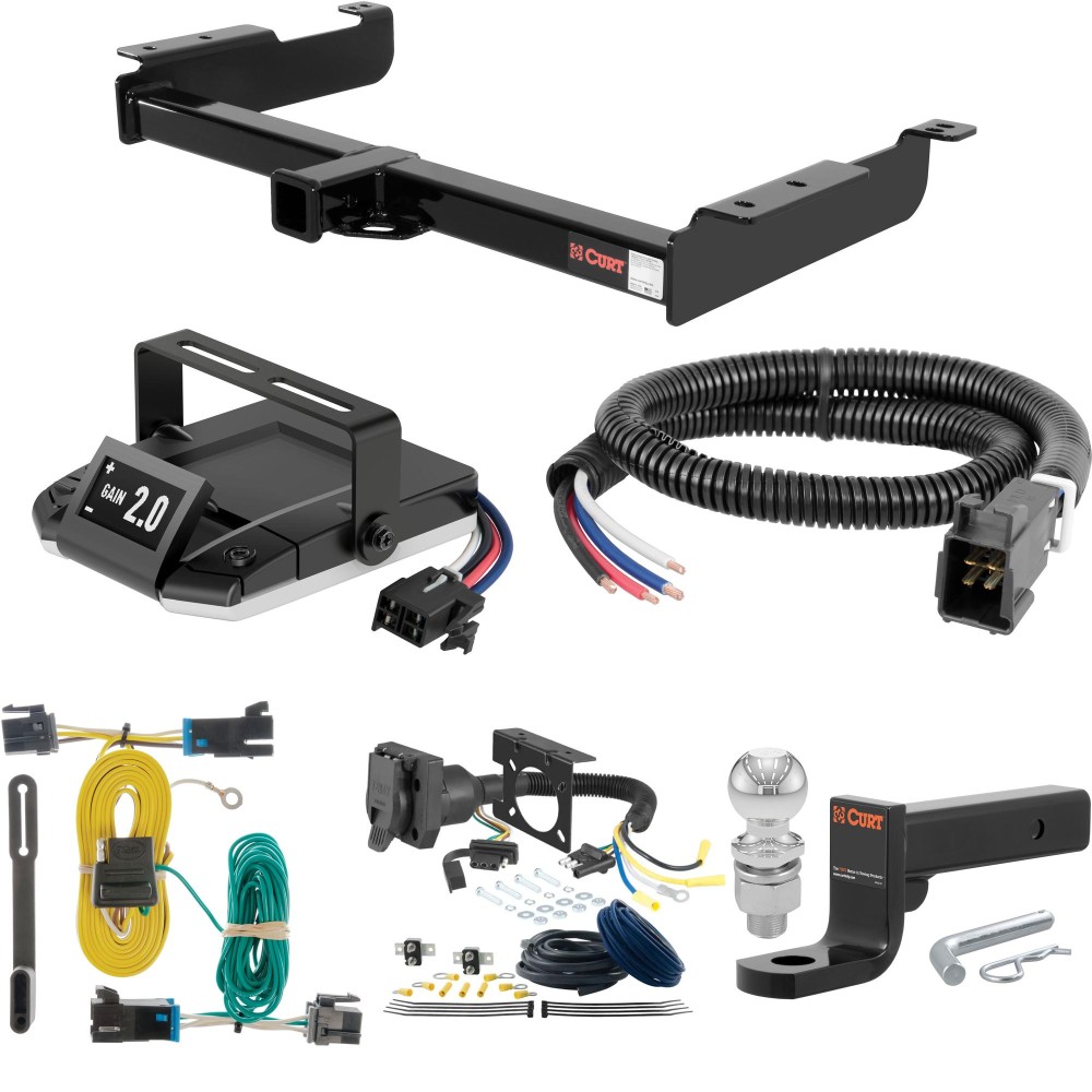 For 2003-2024 GMC Savana 2500 Tow Package Camp n' Field Trailer Hitch + Brake Controller Curt Assure 51160 Proportional Up To 4 Axles + 7 Way Trailer Wiring Plug & 2-5/16" ball 4 inch drop Fits All Models Curt 14090 2 inch Tow Receiver For 2003-2024 GMC Savana 2500 Tow Package Camp n' Field Trailer Hitch + Brake Controller Curt Assure 51160 Proportional Up To 4 Axles + 7 Way Trailer Wiring Plug & 2-5/16" ball 4 inch drop Fits All Models Curt 14090 2 inch Tow Receiver
