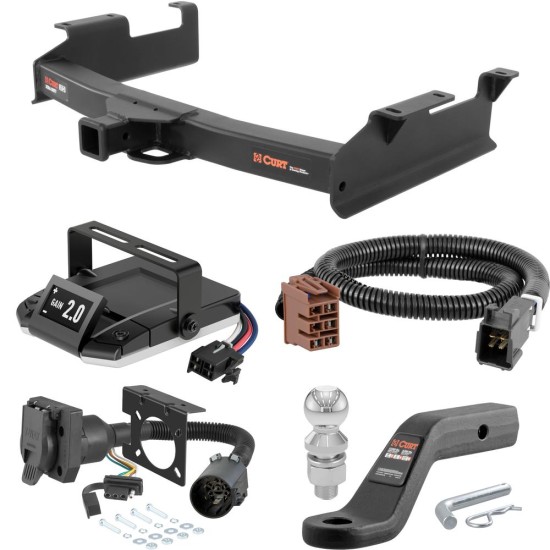 For 2001-2002 Chevy Silverado 2500 HD Tow Package Camp n' Field Trailer Hitch + Brake Controller Curt Assure 51160 Proportional Up To 4 Axles + 7 Way Trailer Wiring Plug & 2-5/16" ball 4 inch drop Fits 8' bed factory replacement hitch Curt 15312 For 2001-2002 Chevy Silverado 2500 HD Tow Package Camp n' Field Trailer Hitch + Brake Controller Curt Assure 51160 Proportional Up To 4 Axles + 7 Way Trailer Wiring Plug & 2-5/16" ball 4 inch drop Fits 8' bed factory replacement hitch Curt 15312