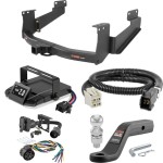 For 2007-2014 Toyota Tundra Tow Package Camp n' Field Trailer Hitch + Brake Controller Curt Assure 51160 Proportional Up To 4 Axles + 7 Way Trailer Wiring Plug & 2-5/16" ball 4 inch drop Fits Models w/ Factory 4-Flat Excluding factory receiver Cu