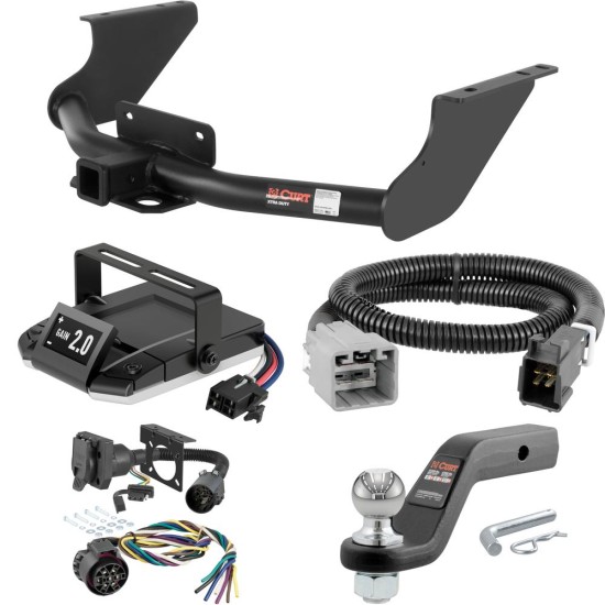 For 2019-2024 Ram 1500 Classic Tow Package Camp n' Field Trailer Hitch + Brake Controller Curt Assure 51160 Proportional Up To 4 Axles + 7 Way Trailer Wiring Plug & 2-5/16" ball 4 inch drop Except factory receiver Curt 15572 2 inch Tow Receiver
