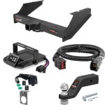 For 1999-2001 Ford F250 Super Duty Tow Package Camp n' Field Trailer Hitch + Brake Controller Curt Assure 51160 Proportional Up To 4 Axles + 7 Way Trailer Wiring Plug & 2-5/16" ball 4 inch drop Fits w/ Factory 4-Flat Curt 15810 2.5 in Tow Receive