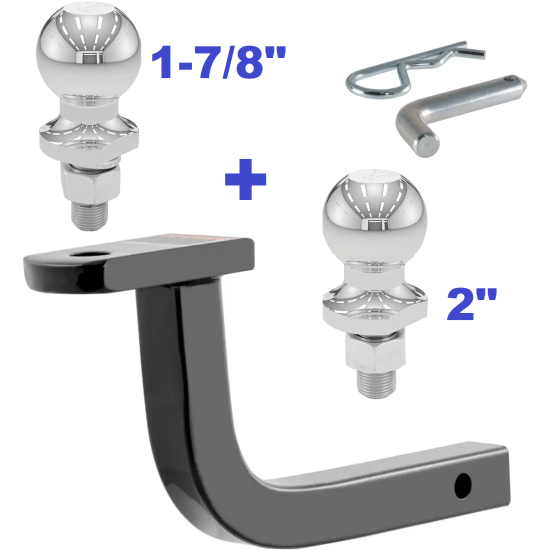 Class 2 Ball Mount 3,500 LBS Tow Kit w/ Dual 1-7/8" + 2" Balls - 9-5/8" Long Shank 5" Rise Includes Pin/Clip Curt Part Numbers 45014 21400 40001 40003 Class 2 Ball Mount 3,500 LBS Tow Kit w/ Dual 1-7/8" + 2" Balls - 9-5/8" Long Shank 5" Rise Includes Pin/Clip Curt Part Numbers 45014 21400 40001 40003