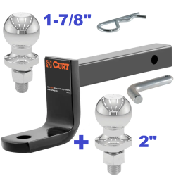 Class 2 Ball Mount 3,500 LBS Tow Kit w/ Dual 1-7/8" + 2" Balls - 9-3/8" Long Shank 3-1/4" Drop or Flip Around 2-5/8" Rise Includes Pin/Clip
