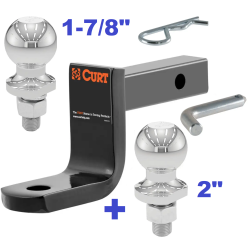 Class 2 Ball Mount 3,500 LBS Tow Kit w/ Dual 1-7/8" + 2" Balls - 6.25" Long Shank 2-5/8" Rise or Flip Around 3-1/4" Drop Includes Pin/Clip