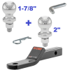 Class 2 Ball Mount 3,500 LBS Tow Kit w/ Dual 1-7/8" + 2" Balls - 7-13/16" Long Shank 3/8" Rise or Flip Around 1" Drop Includes Pin/Clip