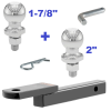 Class 2 Ball Mount 3,500 LBS Tow Kit w/ Dual 1-7/8" + 2" Balls - 9.75" Long Shank 3/4" Rise or Flip Around 1-1/4" Drop Includes Pin/Clip
