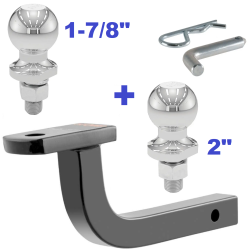 Class 2 Ball Mount 3,500 LBS Tow Kit w/ Dual 1-7/8" + 2" Balls - 9.75" Long Shank 3" Rise Includes Pin/Clip