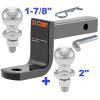 Class 2 Ball Mount 3,500 LBS Tow Kit w/ Dual 1-7/8" + 2" Balls - 7.25" Long Shank 3-1/4" Drop or Flip Around 2-5/8" Rise Includes Pin/Clip