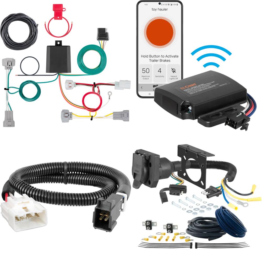 56349 - Custom Wiring Harness, 4-Way Flat Output (Plug & Play), Select Toyota Tacoma Curt Echo under-dash electric trailer brake control with wiring kit for Toyota Tacoma from 2016 to 2023