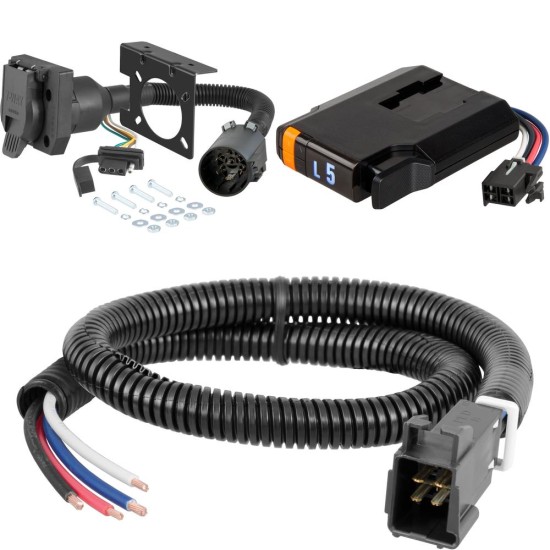 55774 - Dual-Output 7 & 4-Way Connector (Plugs into USCAR) Curt Discovery Electric Trailer Brake Control with 7-Way Wiring Kit for Ford Escape