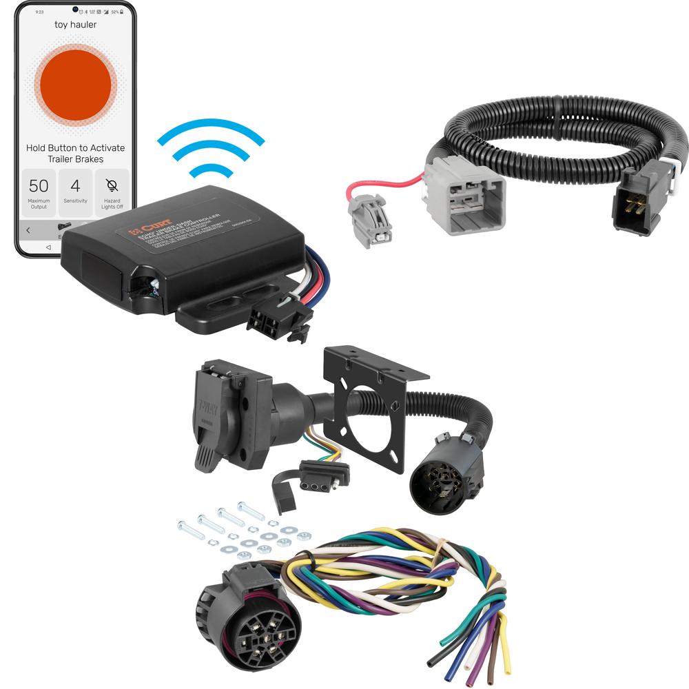 56229 - Replacement USCAR Socket with 24" Wires (Hardwire into OEM Cluster Harness) Curt Echo trailer brake control and 7-way wiring kit for Ram