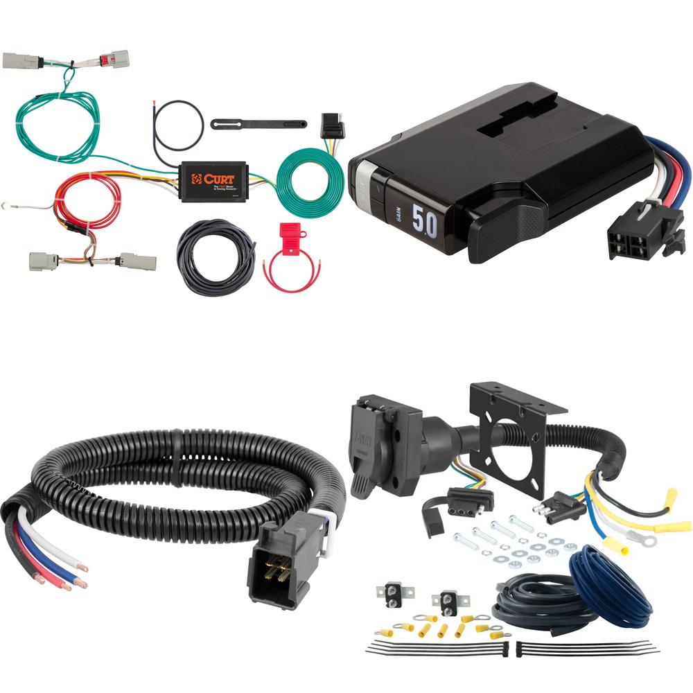 56298 - Custom Wiring Harness, 4-Way Flat Output (Plug & Play), Select Lincoln MKX Curt TriFlex NEXT Electric Trailer Brake Controller and Wiring Kit for Lincoln MKX