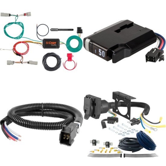 56298 - Custom Wiring Harness, 4-Way Flat Output (Plug & Play), Select Lincoln MKX Curt TriFlex NEXT Electric Trailer Brake Controller and Wiring Kit for Lincoln MKX