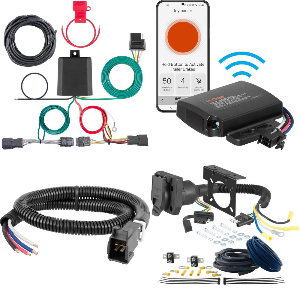 56442 - Custom Wiring, 4-Way Flat Output (Plug & Play), Select Hyundai Entourage, Kia Sedona, Seltos Curt Echo Under-Dash Trailer Brake Control with wiring components