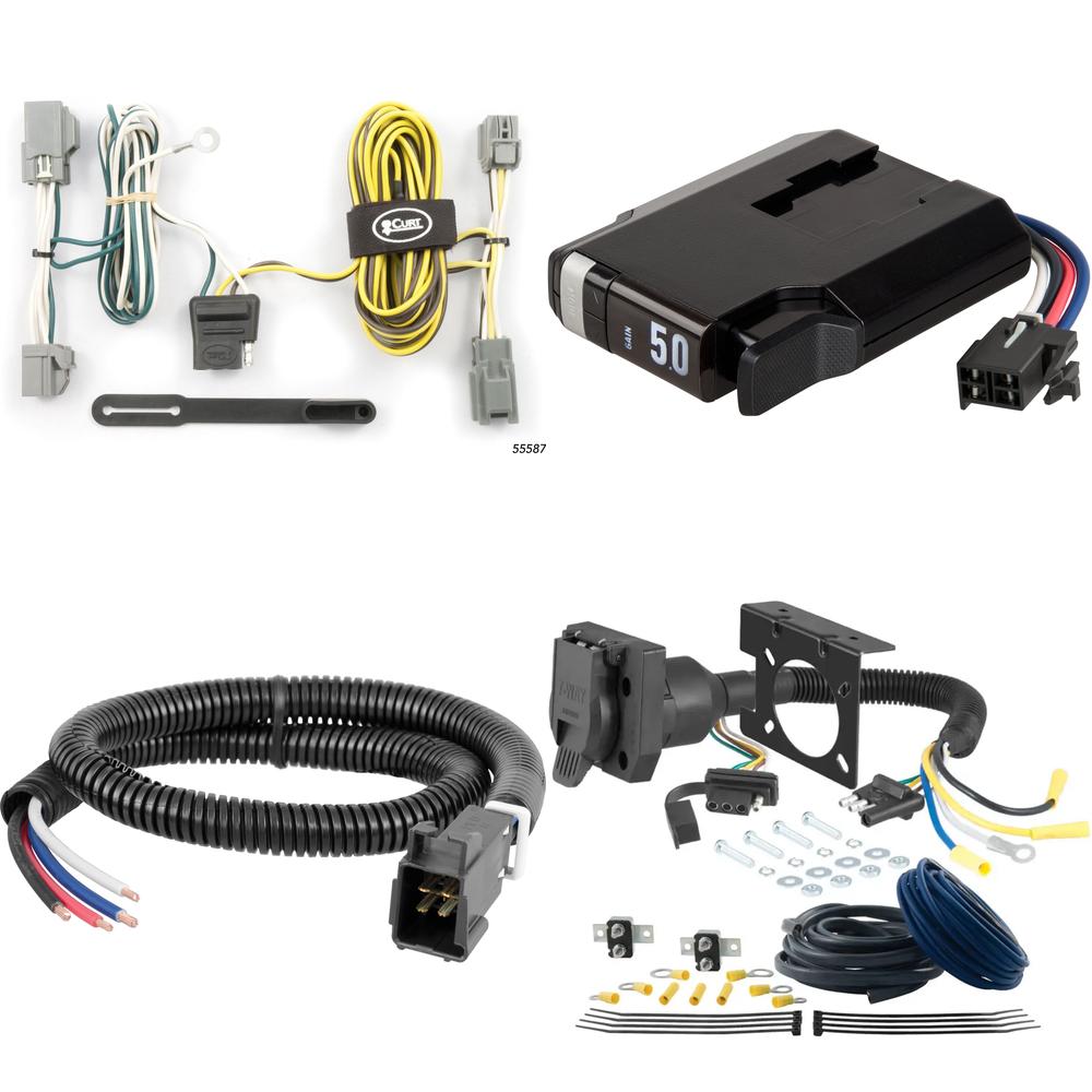 55587 - Custom Wiring Harness, 4-Way Flat Output (Plug & Play), Select Ford Freestyle, Five Hundred Curt TriFlex NEXT Electric Trailer Brake Control with Wiring Kit