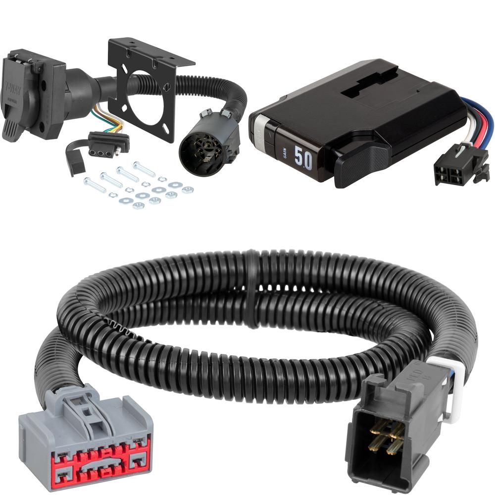 55774 - Dual-Output 7 & 4-Way Connector (Plugs into USCAR) Curt TriFlex brake controller and 7-way wiring kit for Chevrolet and GMC trucks