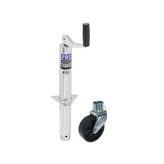 EA20000340 CE555 0301 Pro Series Pro Series Round 2000 lbs. A-Frame Trailer Jack Topwind 14" Lift Zinc 6" Caster Wheel Pro Series Round 2,000 lbs. A-Frame Trailer Jack Topwind 14" Lift Zinc w/ 6" Caster Wheel