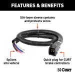56327 - Custom Wiring Harness, 4-Way Flat Output (Plug & Play), Select Ford Transit-150, 250, 350, HD Curt electric trailer brake controller and wiring kit for Ford Transit