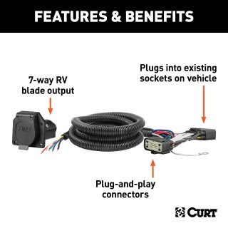 56306 - Custom Wiring, 7-Way RV Blade Output (Plug & Play), Select Ford Explorer, Police Interceptor Curt Discovery Electric Trailer Brake Control with Wiring Kit for 2011-2019 Ford Explorer