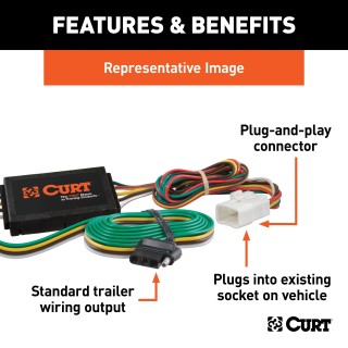For 2004-2007 Toyota Highlander Trailer Wiring 4 Way Fits Models w/ factory Tow Package Curt 56107 For 2004-2007 Toyota Highlander Trailer Wiring 4 Way Fits Models w/ factory Tow Package Curt 56107