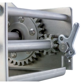 CURT 2-Speed Winch for Boats - Premium Cold-Forged Steel CURT 2-speed winch with cold-forged steel construction for boats, rated for 3,800 lbs, universal mounting.