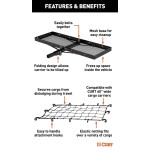 CURT 60x20 folding hitch cargo carrier kit with weatherproof bag, net, and lock
