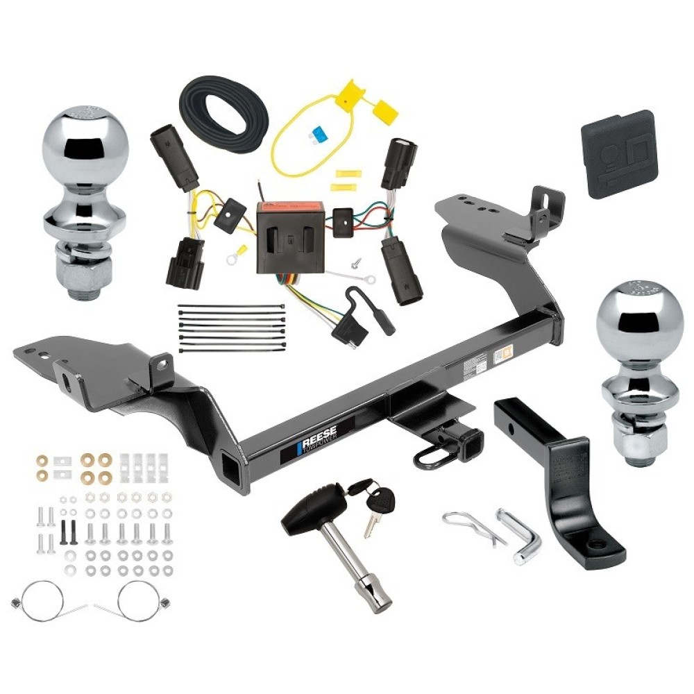 Custom Fit Trailer Hitch Draw-Bar w/ Pin/Clip Wiring Harness (Plug & Play) 1-7/8" and 2" Chrome Ball Security Lock Pin Rubber Hitch Plug Cover Installation Hardware Installation Instructions 06156 36071 118566 63820 63810 580407 2211 Reese T Reese Trailer Tow Hitch For 13-16 Ford Escape Deluxe Package Wiring 2" and 1-7/8" Ball and Lock