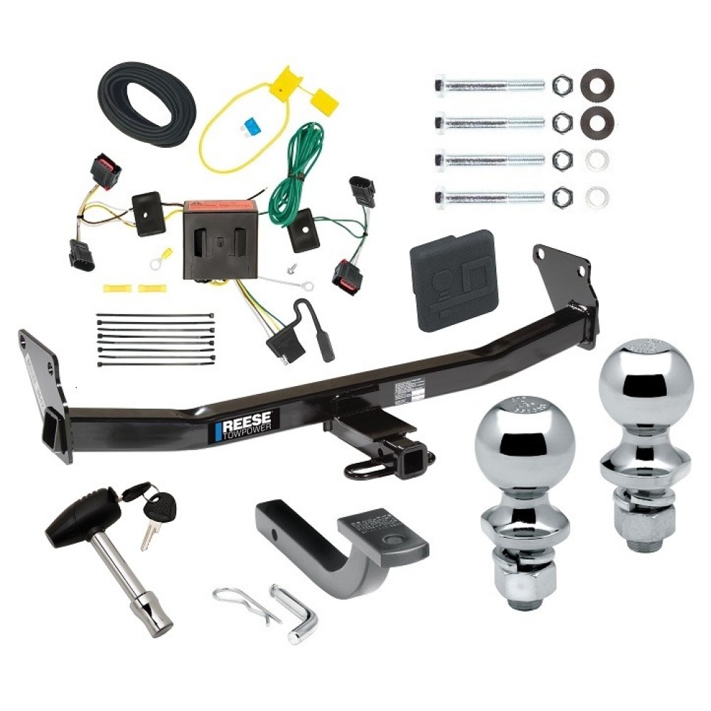 Custom Fit Trailer Hitch Draw-Bar w/ Pin/Clip Wiring Harness (Plug & Play)1-7/8" and 2" Chrome Ball Security Lock Pin Rubber Hitch Plug Cover Installation Hardware Installation Instructions 06428 36061 118552 63820 63810 580407 2211 Reese Tr Reese Trailer Tow Hitch For 08-17 Jeep Patriot Deluxe Package Wiring 2" and 1-7/8" Ball and Lock