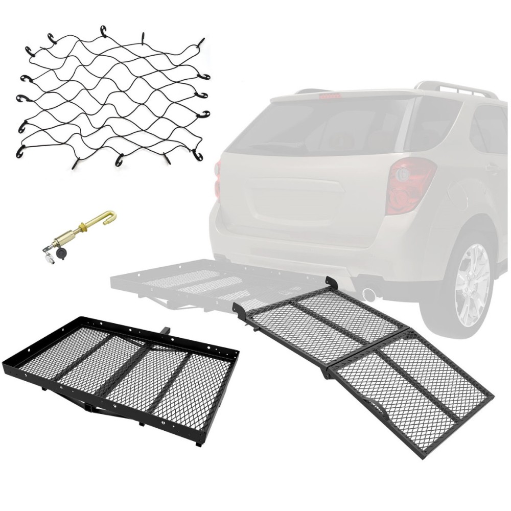 Reese 48x32 Hitch Carrier with Ramp, Net & J-Pin - 400 lb Capacity Reese Hitch Cargo Carrier with Ramp, Cargo Net & J-Pin for 2" Receiver