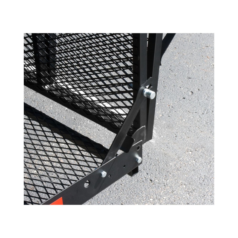 REESE Hitch Carrier Bundle with Ramp, Net & Lock for 2" Receiver REESE Hitch Cargo Carrier with Ramp, Cargo Net & Lock – 400 lb Capacity