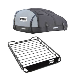 Reese 44x33 Roof Cargo Basket + Weatherproof Bag – 140 lb Reese 44×33 roof cargo basket with Karpak weatherproof bag, 140 lb, fits most crossbars