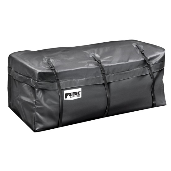 REESE Hitch Cargo Carrier Bundle – Basket, Waterproof Bag, Bungee Net REESE Explore 60x20 Hitch Cargo Basket with Rainproof Bag and Bungee Net