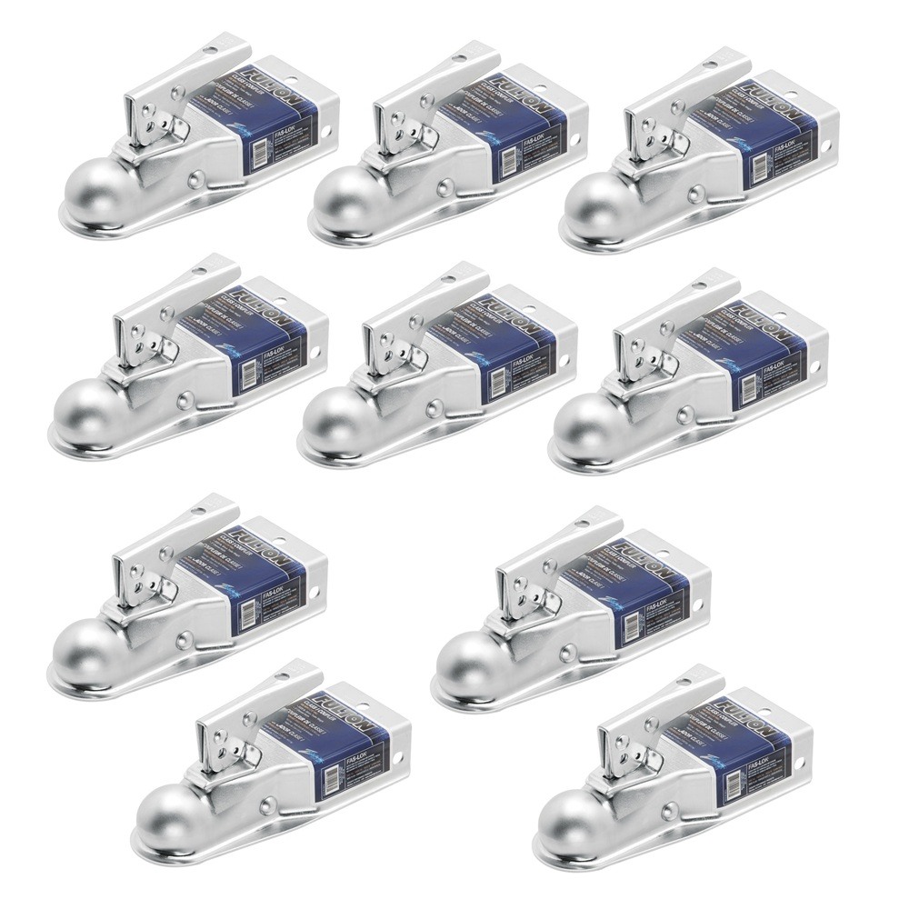 Fulton 10x 2K Fas-Lok Straight Trailer Couplers for 3" Channel with 1-7/8" Ball Zinc