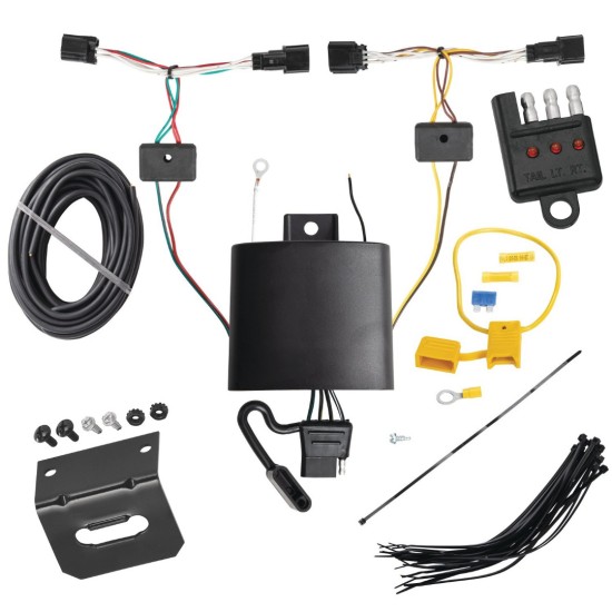 Trailer Wiring and Bracket and Light Tester For 2023 2024 Hyundai Palisade 4-Flat Harness Plug & Play