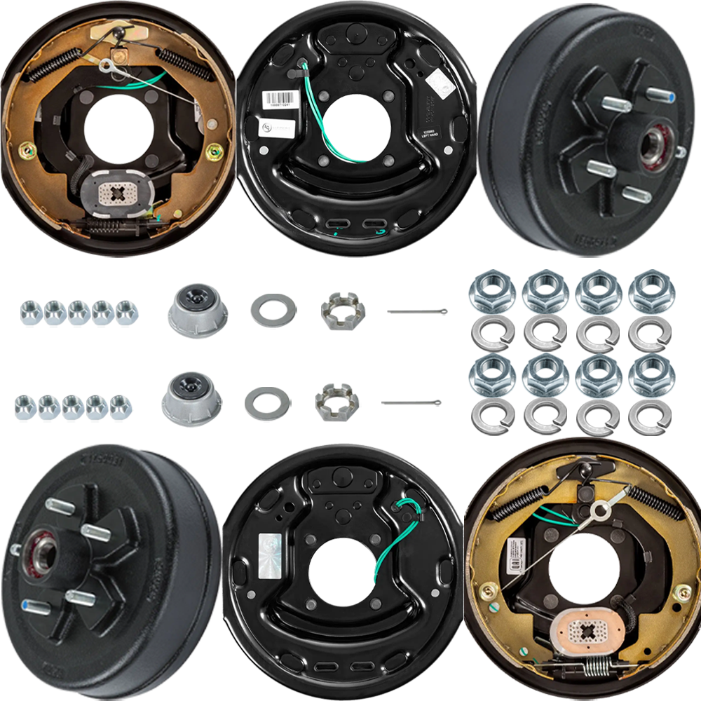 Lippert 3,500-lb trailer brake kit forward self-adjusting with pre-greased hubs, lug nuts, and hardware