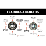 Lippert 3,500-lb trailer brake kit forward self-adjusting with pre-greased hubs, lug nuts, and hardware