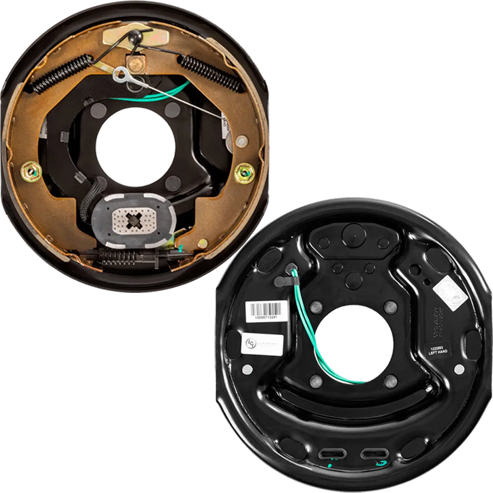 Lippert 3,500-lb trailer brake kit forward self-adjusting with pre-greased hubs, lug nuts, and hardware