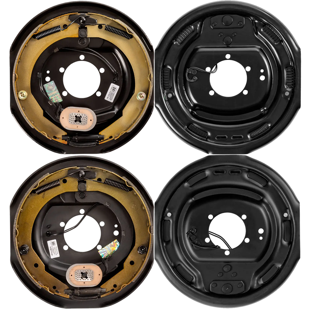 Lippert 12 inch manual electric brake pair with fully assembled pre‑greased 6‑on‑5.5 hub drum kit for 6K trailer axle, Dexter compatible