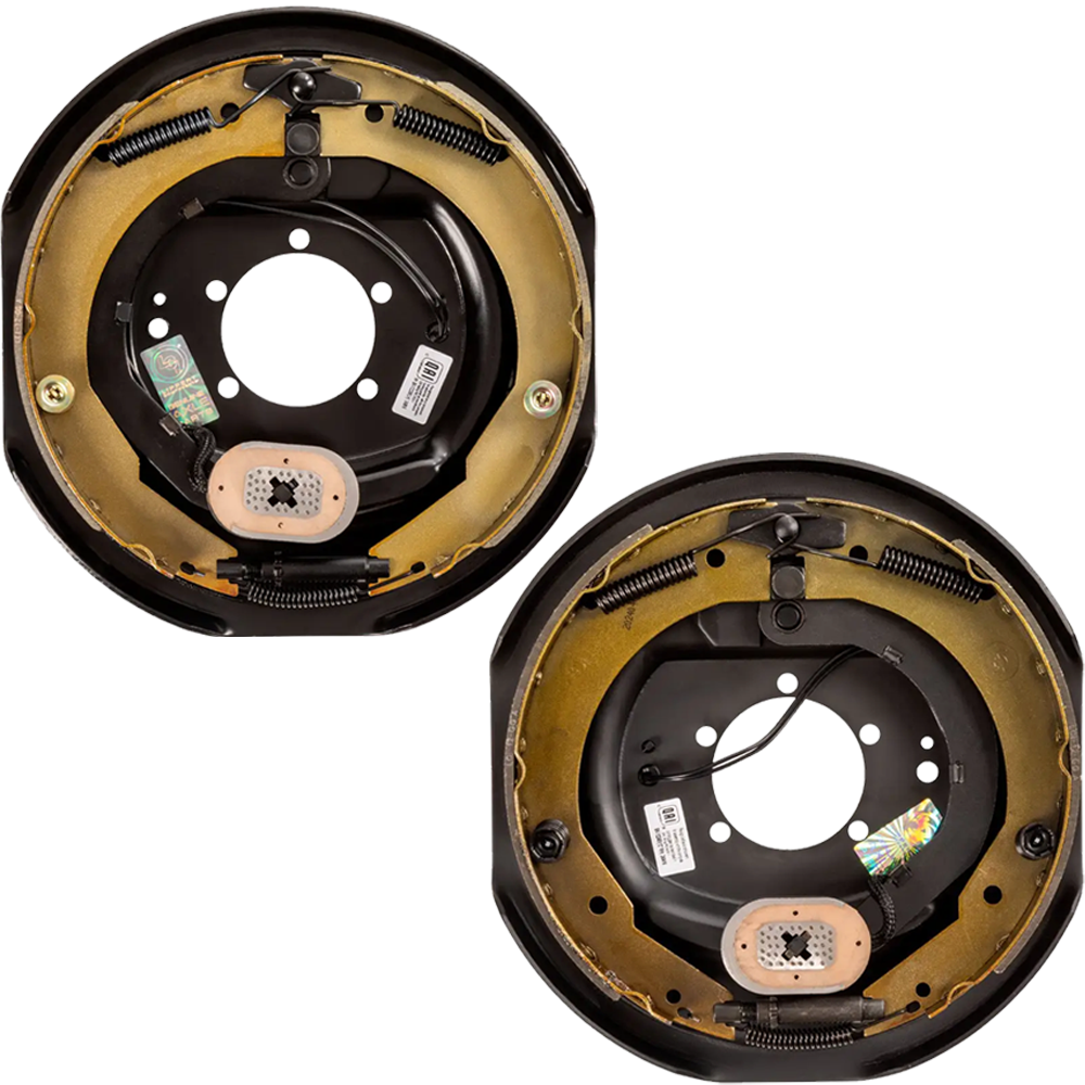 Lippert 12 inch manual electric brake pair with fully assembled pre‑greased 6‑on‑5.5 hub drum kit for 6K trailer axle, Dexter compatible