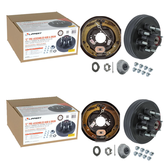 Lippert 7K Axle 12" x 2" Hub & Drum Assemblies, Forward Self-Adjusting Brakes