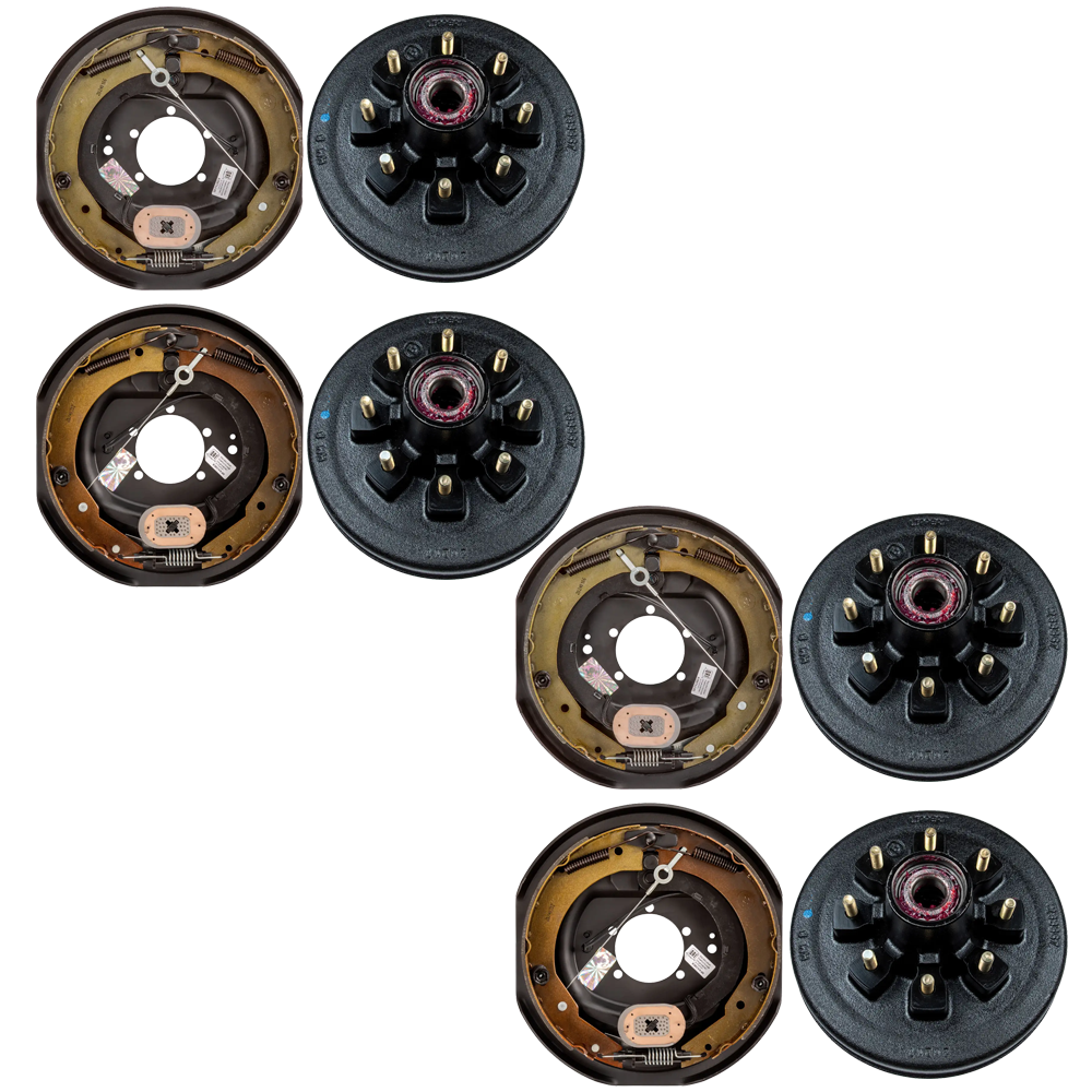 lippert 12 inch self‑adjusting brake assemblies with fully assembled 8‑on‑6.5 drum hubs dexter compatible 7k trailer kit
