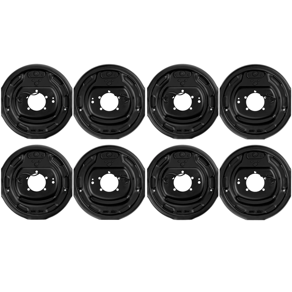 Lippert 7K Quad‑Axle Self‑Adjust Electric Brake Assemblies & 12″ Drum Hubs Bundle, 8‑on‑6.5, 9/16 Studs, Dexter Alko Rockwell Compatible
