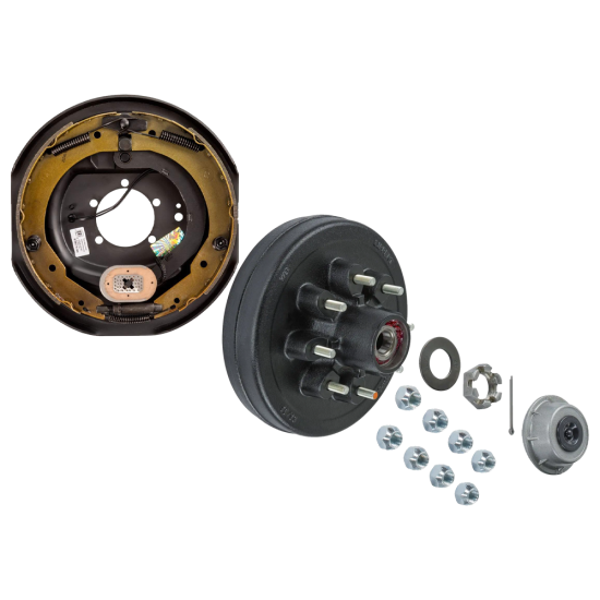 Lippert 7K Axle Hub Drum + 12x2 Electric Brake (RH, 8 on 6.5, 1/2″ Stud) Lippert 7K Axle 12x2 Pre-Greased Hub Drum and Right Hand Electric Brake Assembly