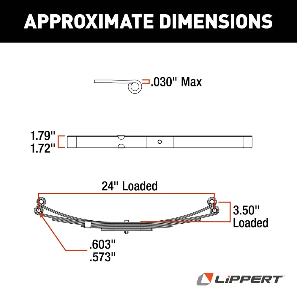 Lippert 24 inch Double-Eye Leaf Springs Pair 2-Pack 1750 lb Dexter Alko