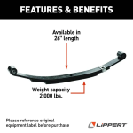 Lippert 26-inch Double-Eye Leaf Spring Pair, Dexter Compatible, RV Trailer
