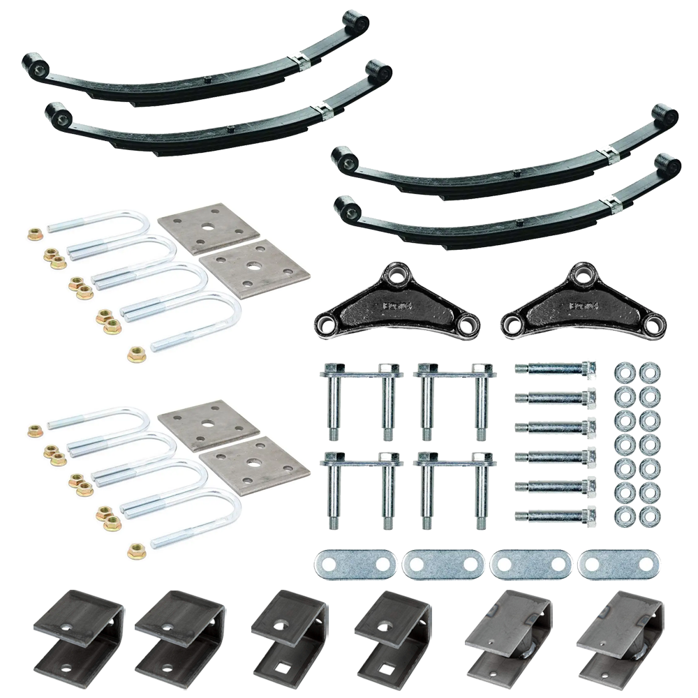Lippert 3,500 lb tandem axle suspension kit with 1.75" axle tube, 24" leaf springs, hangers, and standard equalizer