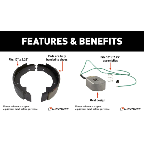 Lippert 10 inch x 2.25 inch manual triple-axle brake renewal kit